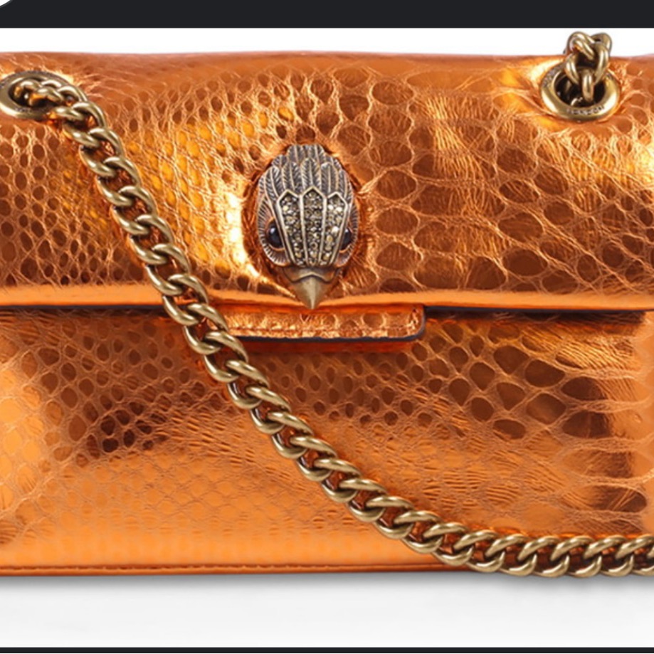 Kurt Geiger Orange Crocodile-Embossed Chain Bag